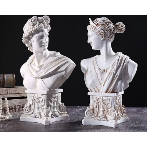 Vintage Anna Apollo Roman Column Base Character Statue Home Living Room Decoration Office Villa Hotel High-end Decoration Gift