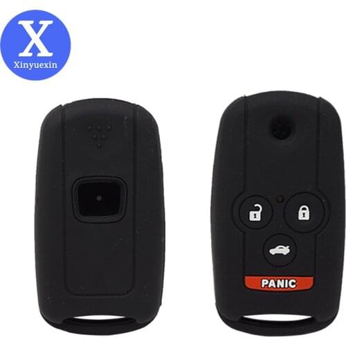 Xinyuexin Silicone Car Key Case Cover for Honda Civic Dio Fit Crv Hrv Accord Odyssey Jazz 4 Buttons Flip Remote Key Case Cover
