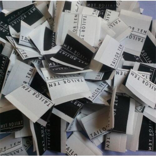 1000 pcs Custom Loop fold White damask tag clothing woven label 4 * 3.5 m