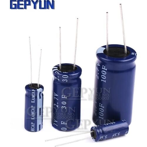 2PCS super capacitor farad capacitor Gepyun 2.7V 2F 3.3F 4F 4.7F 5F 6F 7F 8F 10F 15F 20F 25F 30F 60F