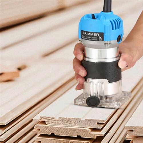 220V 800W Woodworking Electric Trimmer Wood Milling Engraving Slotting Trimming Machine Hand Carving Wood Router Cutter 6.35mm