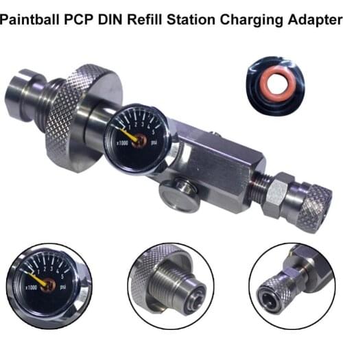 30% Hot Sale Paintball PCP DIN Diving Tank Metal Refill Station Adapter with 5000 PSI Gauge