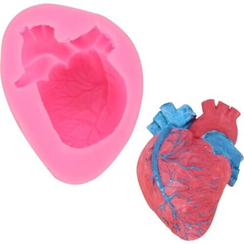 3D Human Heart Mold Fondant Silicone Cake Chocolate Mold Resin Clay Mould Soap Candle Craft Molds Anatomical Heart Wax Mold