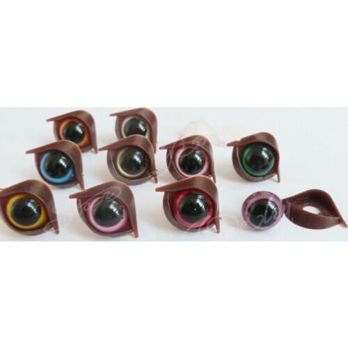 40pcs/package---14mm mixed color plastic safety toy eyes with brown eyelid with washer for diy doll acessories