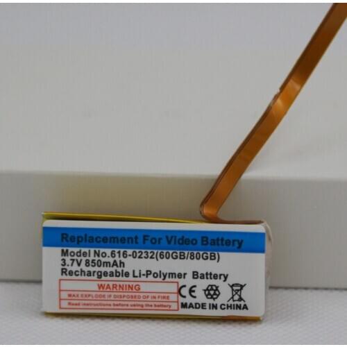 5pcs/lot 850mAh Internal Li-ion Polymer Battery for iPod 5th Video 60GB 80GB 6th gen Classic Thick 160GB 616-0232 Battery