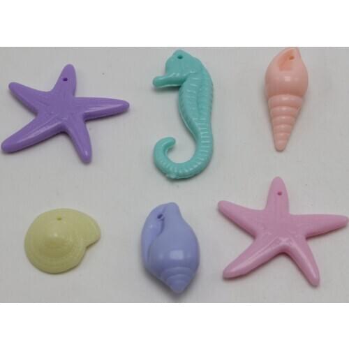 50 Mixed Pastel Color Acrylic Assorted Big Sea Oceans Design Pendants Kids Craft