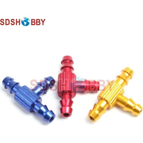 6STARHOBBY 3 Way/Three-Way T Type Fuel Jointer D4xD3xL21mm without Fuel Filter (Yellow/ Red/ Blue)