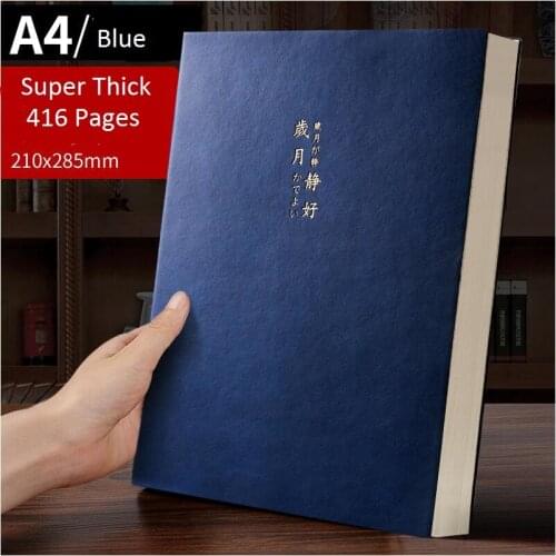 A4 Super Thick Notepad Students Notebook Retro Colors Stationery 416 pages Pu cover Horizontal Line Notebook School Supplies
