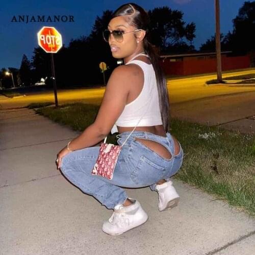 ANJAMANOR Womens High Jeans