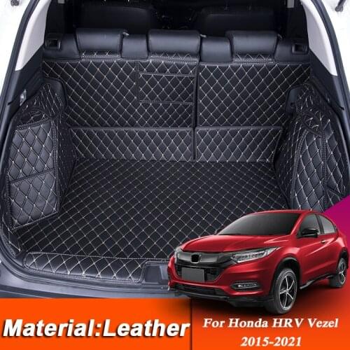 Car Styling Custom Rear Trunk Mat For Honda HRV Vezel 2015-2021 Leather Waterproof Auto Cargo Liner Pad Internal Accessory