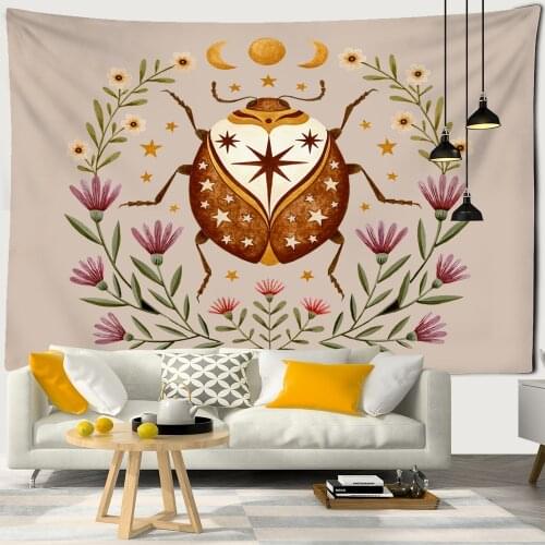 Bohemian Moon Phase Flower Tapestry Wall Hanging Hippie Mandala Butterfly Art Witchcraft Home Room Decor