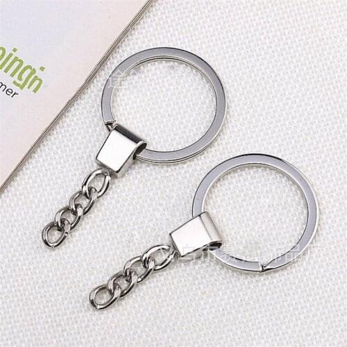 10pcs/lot Key Chain Key Ring Nickel stainless steel plated 2.0*30MM flat ring Long Round Split Keyrings Keychain For DIY Jewelr