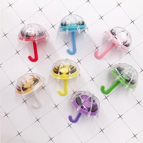 Cute little umbrella eyelash case without lash empty box for Natural and 25mm Lashes
