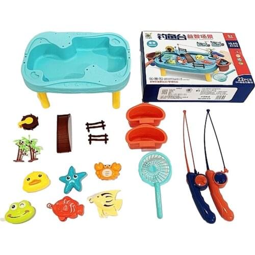 Children Boy Girl Fishing Toy Set Suit Magnetic Play Water Baby Toys Fish Square Hot Gift For Kids Learn Skills