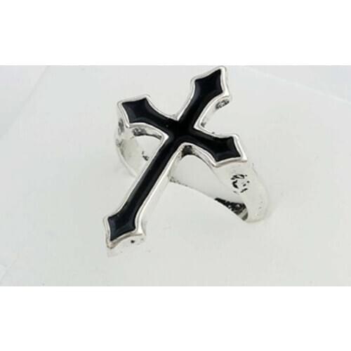 Vintage Black Cross Ring Index Finger Ring Harajuku Punk Style Adjustable Open Jewelry For Women Party Men Trendy