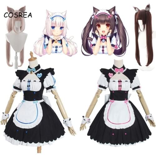 Anime NEKOPARA Chocola Cosplay Costumes Vanilla Maid Outfit Dress Lolita Uniform Full Sets For Girls Women Halloween Party