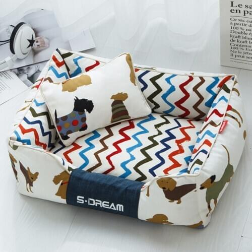Pet Bed Dog Bed 2020 New Printed Large Size Dog Bed for Teddy Kennel Creative Printed Kennel Cat Bed for Small Dog Cat