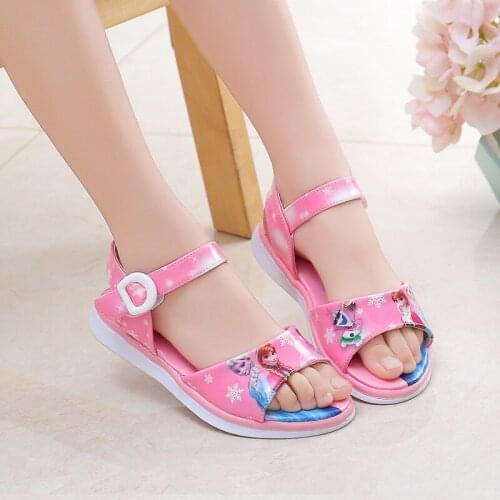 Disney Summer Frozen New Girl Princess Sandals Children Cartoon Elsa Toddler Sandals Flat Soft Bottom Party Sandal