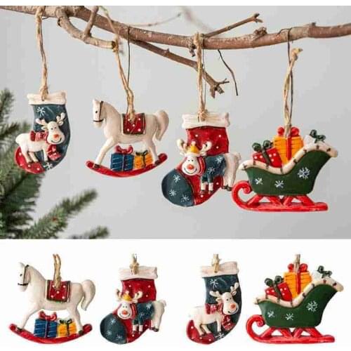 Horse Christmas Socks Elk Tree Decoration Pendants Hanging Ornaments Crafts Gifts Xmas New Year Party Wedding Home Decor