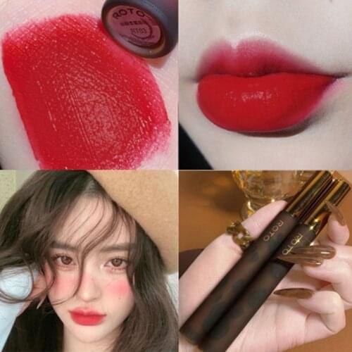 1PC Amber Lip Glaze Matte Lipstick Long-lasting Moisturizing Lipstick Make Up Cosmetics Containing Vitamins TSLM1