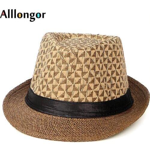 Fashion Summer 2020 Chapeu Homme Cowboy Hats Plaid Print Panama Straw Hat Men Cap Sunhat gorro hombre jazz hat