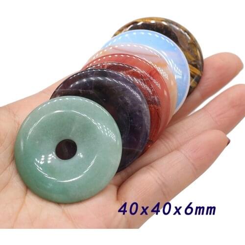 Natural Stone Oblate Pendants Amethysts Aquatic Agates Big Hole Pendant for Charms Jewelry Findings Making Necklace Earrings