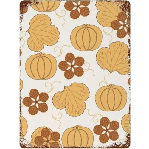 NoBrands Vintage Retro Metal Tin Sign Wall Decor Art Thanksgiving Day Beige Pumpkin Oil Painting Home Decor Plaque Poster Man