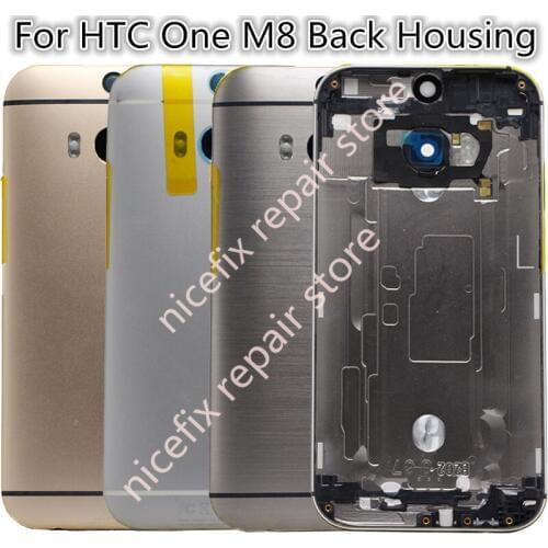 New Metal Back Cover For HTC M8 Battery Cover Back Rear Housing Doori With Power Volume Buttons Camera Lens For HTC M8 831C