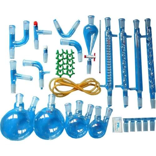 New 35 Pcs/Set Lab Essential Oil Steam Distillation Organic Chemistry Apparatus Glassware Kit W/24/40 Joint Separatory Funnel