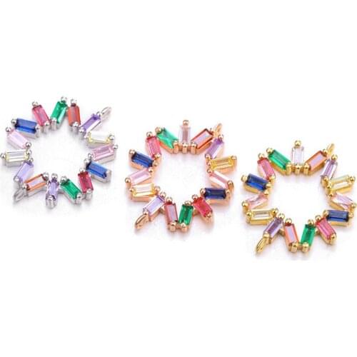 New DIY Jewelry Making Accessories inlaid square color zircon hollow five-pointed star double hanging bracelet necklace pendant