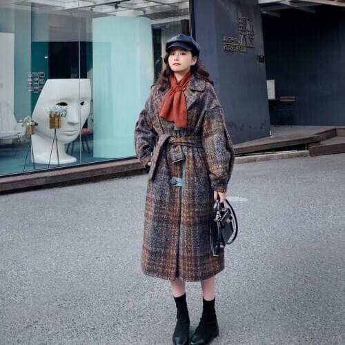 2020 Autumn Winter New Models Rough Woolen Coats Women Warm Loose Lapel Single-breasted High-Quality Fashion Long Coat Clothing