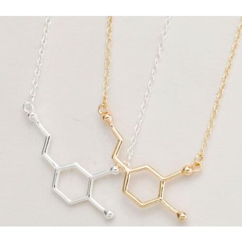 Dopamine Molecule Necklaces Fashion Chemical Formula Necklace Serotonin Structure Formula Pendant Graduation Gift for Women Men