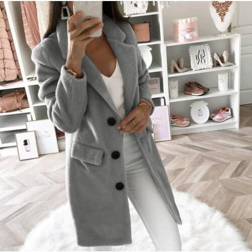 New Woollen Womens Long Coat In Winter 2021 Coats Jackets Women Korean Women Clothing Turn-down Collar Single Breasted Regular