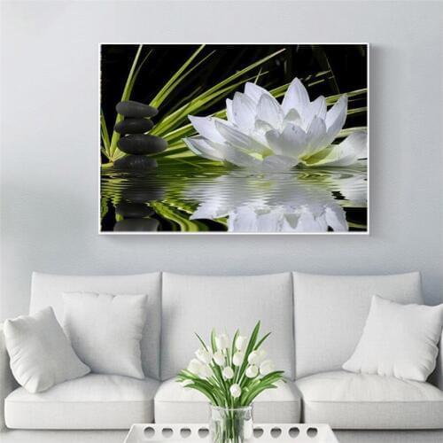 Full Square/Round Mosaic 5D DIY Diamond Painting Lotus stone pictures Rhinestones Diamond embroidery Sale home decoration FG1703