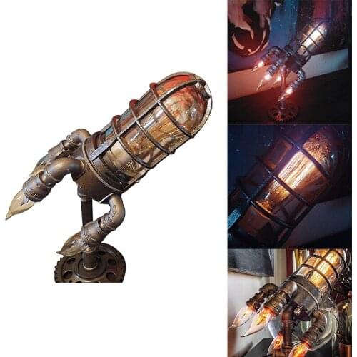 Early Fathers Day, Steampunk Rocket Lamp, Retro Rocket Lamp,Unique Gifts for Kids Father Home Decoration
