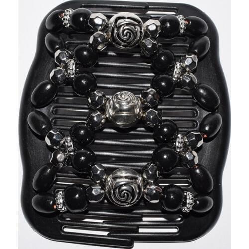 Standard comb silver rose flower black beads 20pcs/lot magic comb