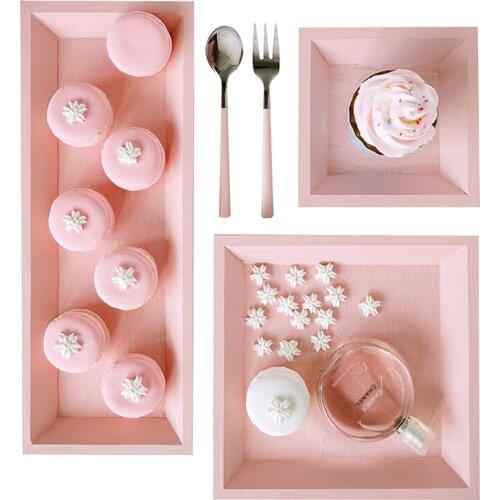 Macaron Color Wood Cupcake Display Tray Home Storage Racks Macaron Cakes Plates Candy Coffee Bread Donuts Cake Stands