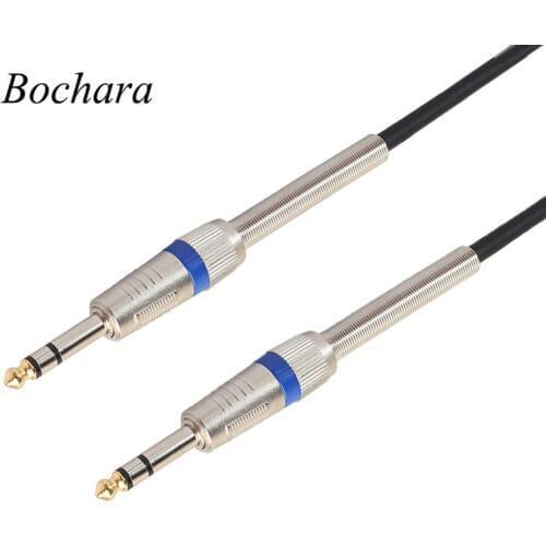 Bochara 6.5mm to 6.5mm Stereo Audio Cable Male to Male With Spring Coil Protective For Electric Guitar Mixer 1.8M 3M 5M 10M