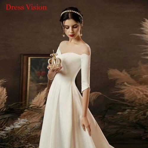 Vestido New Arrival Sheer Tulle O-Neck Half Sleeves Wedding Dress Vestido De Noiva Robe De Mariage женское платье