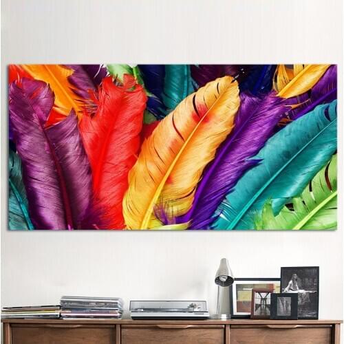 1 Panel Canvas Art Still life Colorful Feathers Wall Pictures For Living Room Home Decor Modern Art Modular Pictures Frameless