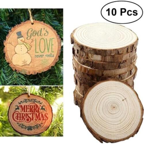 10pcs Natural Round Wood Home Decor Craft DIY Round Wood Garden Decoration Childrens Painting Coaster Base Storage