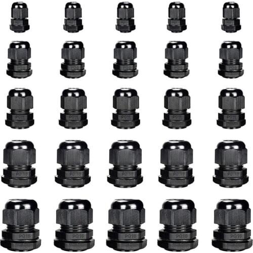 10 Pieces Pg7 Pg9 Pg11 Pg13.5 Pg16 Thread Nylon Cable Gland Kit Wire Connector Waterproof Plastic Cable Gland Reducer