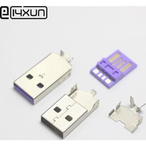 100sets USB 2.0 5A Welding Type Male Plug Nickel Plated Connectors usb Tail Socket 3 in 1 DIY Adapter