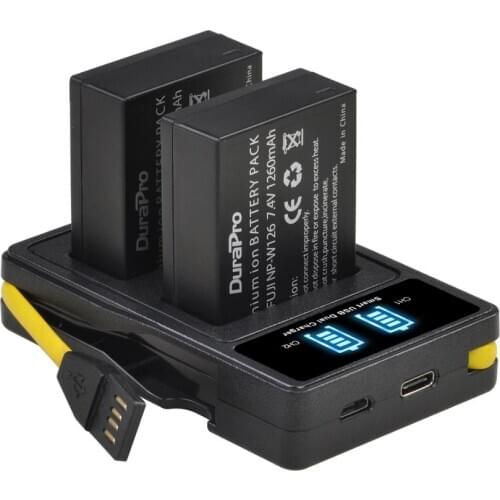 2X 1260mAh NP-W126 NP W126 Li-ion Battery + USB Charger with Type C For Fujifilm HS50 HS35 HS33 HS30EXR XA1 XE1 X-Pro1 XM1 X-T10
