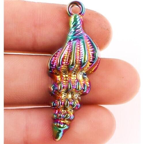 20pcs Rainbow Color Small Conch Marine life Sea Half Shell Ocean Beach Alloy Pendant Charms for Necklace Jewelry DIY Accessories