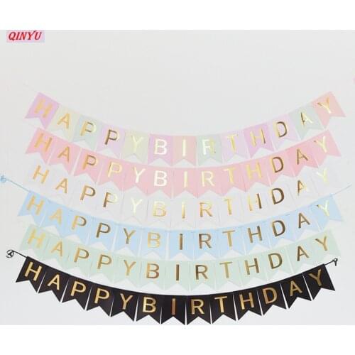 3m Happy Birthday Letter Banner Rose Gold Confetti for Boy Girl Birthday Pull flower Flag Baby Shower Party Favors 5z
