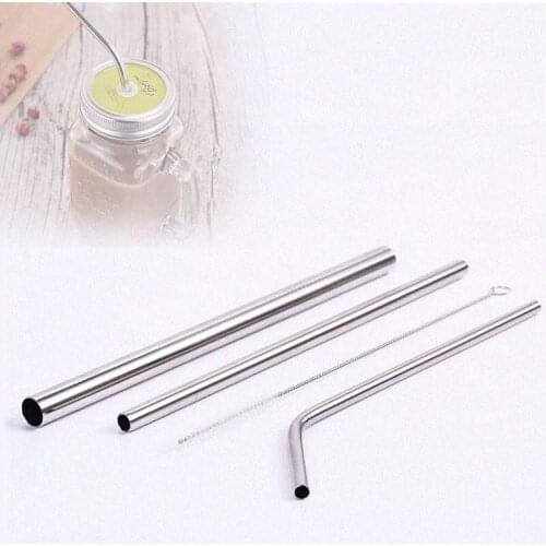 4Pcs Reusable Drinking Straw With Sack High Quality 304 Stainless Steel Metal Straw with Cleaner Brush For Mugs