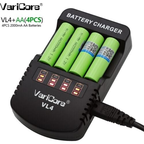 4PCS VariCore AA 2000mah 1.2V NiMH batteries for robotic remote control toys medical equipment A products+VariCore VL4 Charger