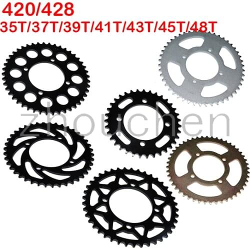 420/428 Chains 76mm 35T 37T 39T 41T 43T 45T 48T Motorcycle rear wheel chain sprocket gear For 110cc 125cc 140cc Dirt Pit Bike