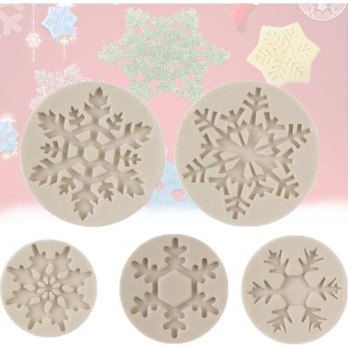 5 Sizes Christmas Snowflake Silicone Mold Chocolate Cake Mold 3D Christmas Decorations Cupcake Party DIY Fondant Baking Moulds